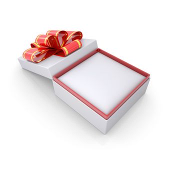 Jewelry box with a ribbon. Isolated render on a white background