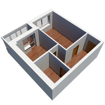 3d apartment plan. Isolated render on a white background