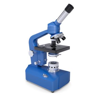 Blue microscope. Isolated render on a white background