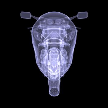 Sport bike. The X-ray render on a black background