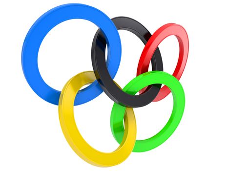 Multicolored mark the Olympic Games. Isolated render on a white background