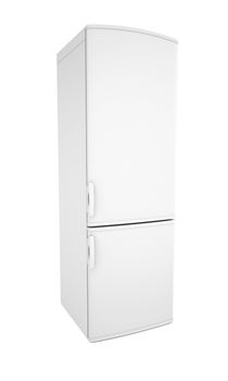 White refrigerator. Isolated render on a white background