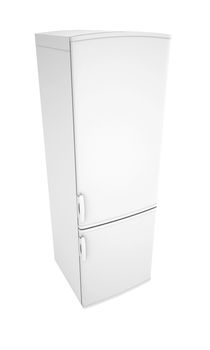 White refrigerator. Isolated render on a white background