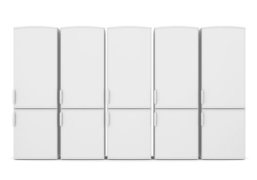White refrigerators. Isolated render on a white background