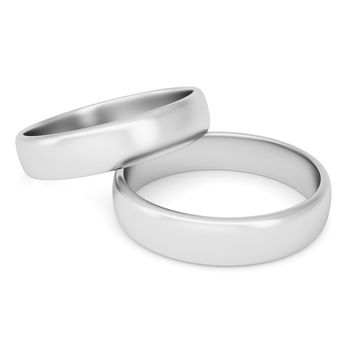 Two silver rings. Isolated render on a white background