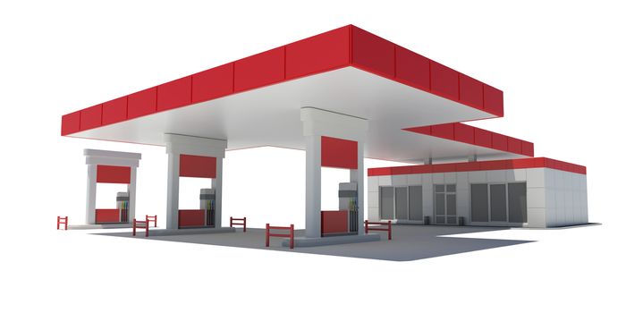 Gas Station. Isolated render on a white background