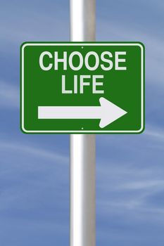 A modified one way street sign indicating Choose Life