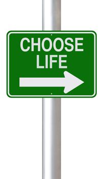 A modified one way street sign indicating Choose Life