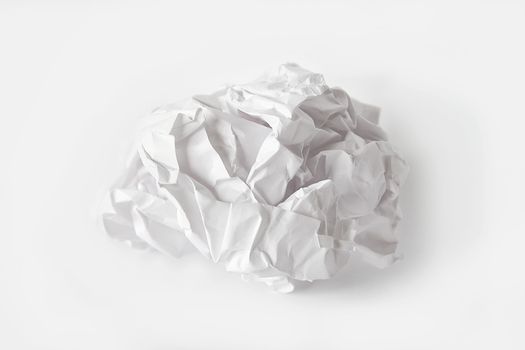 Image of crumpled paper ball on white background