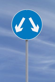 A european traffic sign indicating pass on either side