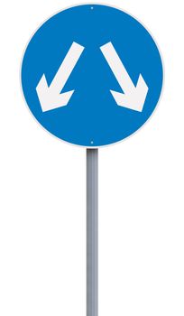 A european traffic sign indicating pass on either side