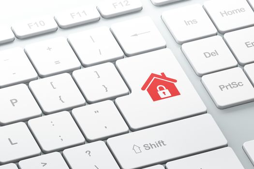Enter button with home on computer keyboard, 3d render