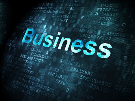 Business concept: pixelated words Business on digital background, 3d render