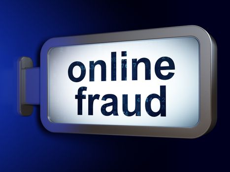 Protection concept: Online Fraud on advertising billboard background, 3d render