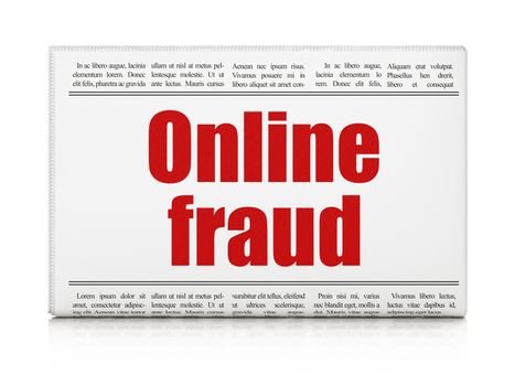 Safety news concept: newspaper headline Online Fraud on White background, 3d render