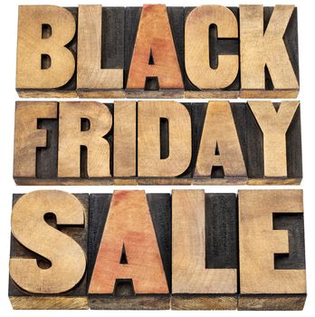 Black Friday sale - holiday shopping concept - isolated text in letterpress wood type.