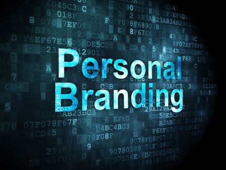 Marketing concept: pixelated words Personal Branding on digital background, 3d render