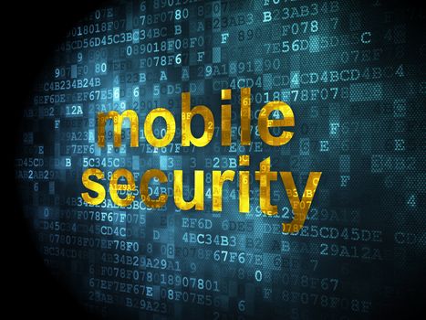 Protection concept: pixelated words Mobile Security on digital background, 3d render