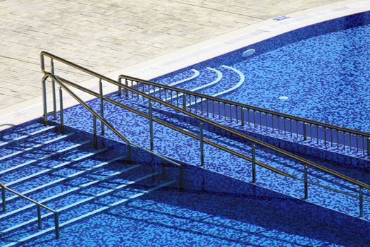 detail of a blue swimming pool