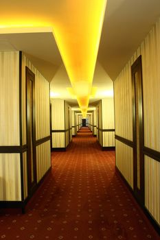 view of empty hotel corridor