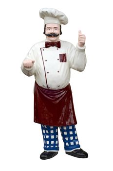 Isolated Plastic Model Of A Chef With Clipping Path
