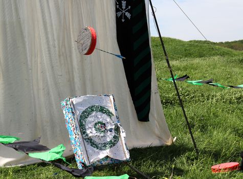 KHOTYN - MAY 10: Unidentified archers during Festival Medieval Khotyn on May 10, 2013, Ukraine