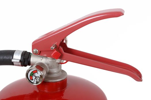 detail of fire extinguisher isolated on white