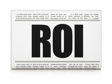 Business news concept: newspaper headline ROI on White background, 3d render