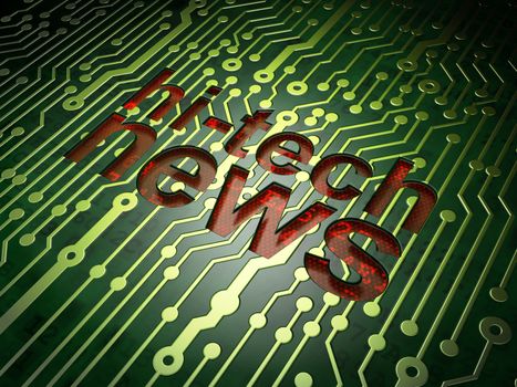 News concept: circuit board with word Hi-tech News, 3d render