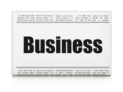 Business news concept: newspaper headline Business on White background, 3d render