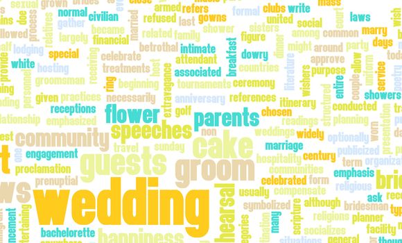 Wedding Day With Cake and Guests Concept