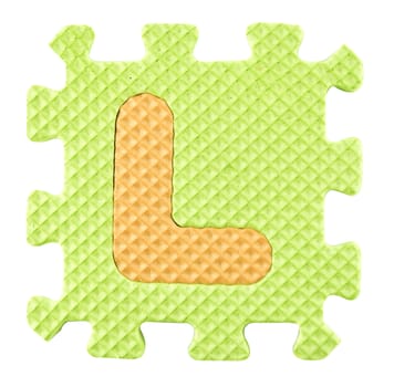 L letter, Alphabet puzzle isloated on white background , with clipping path.