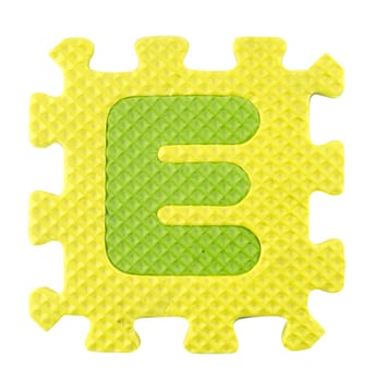 E letter, Alphabet puzzle isloated on white background , with clipping path.