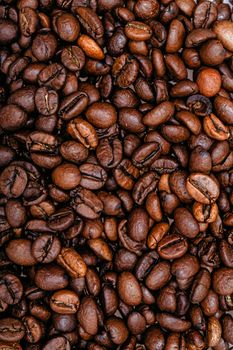Coffee beans close-up shot isolated on white background