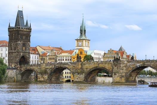 Prague Old Town, view of Charles Bridge 