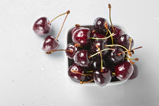 Fresh cherries, view from above