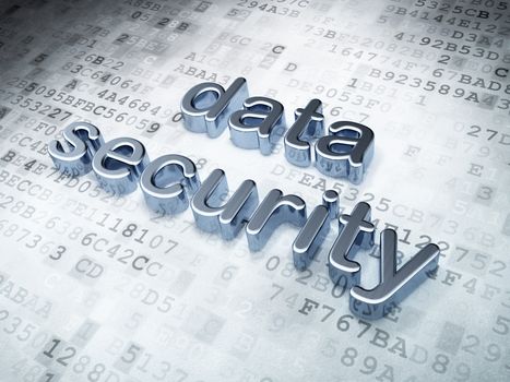 Security concept: silver data security on digital background, 3d render