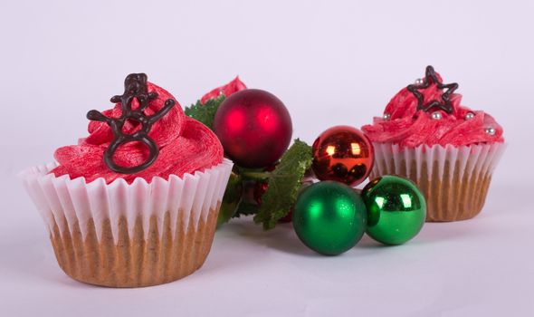 Christmas cupcakes with tree ornament