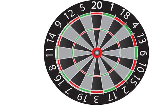 darts board drawing in red black and green