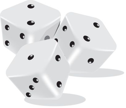 dices in 3d grey and white with black dots