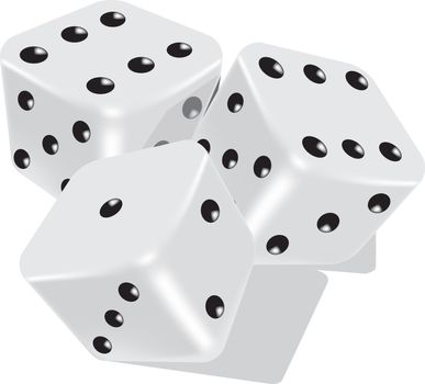 dices in 3d grey and white with black dots