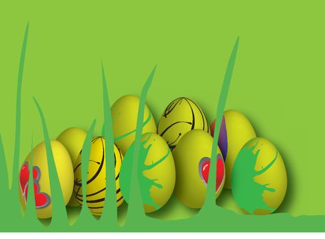 drawing of easter eggs in different colors
