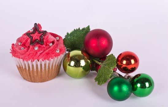 Christmas tree ornament and cupcake with star