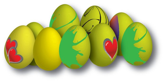 drawing of easter eggs in different colors
