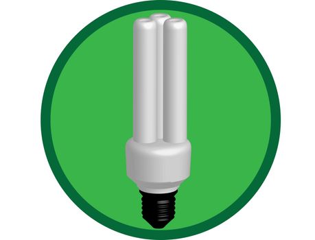 round sign with green energy saving light