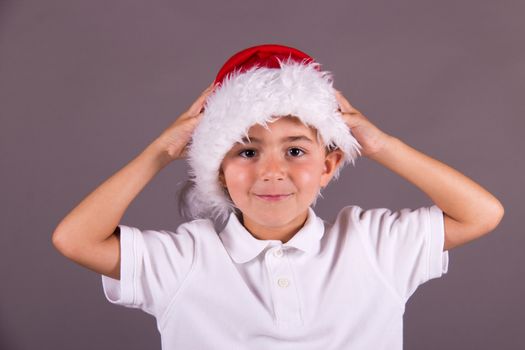 Little boy with Christmas hat