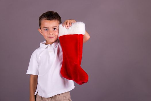 Boy and his Christmas stocking