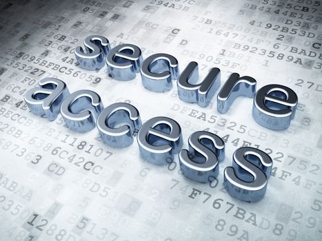 Security concept: silver secure access on digital background, 3d render