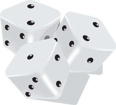 dices in 3d grey and white with black dots