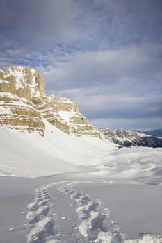 Dolomites in winter landscape